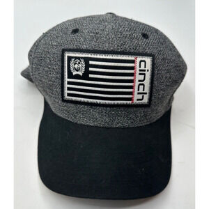 Cinch Men's Gray Logo Patch Solid-Back Flex-Fit Ball Cap S/M Hat